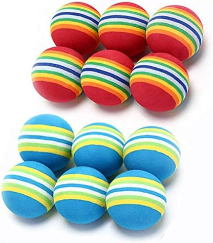 VOVIGGOL 12 Pack 2 Color Rainbow Cat Toy Balls Soft EVA Foam Interactive Indoor Kittens Favorite Toys 1.38" Dia. Small Dogs Puppies Toy Balls Bulk Activity Chase Quiet Play Sponge Ball by VOVIGGOL
