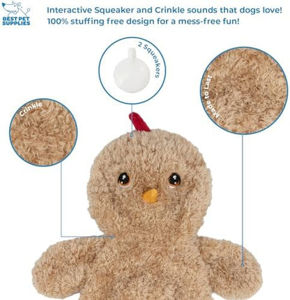 Best Pet Supplies Interactive Squeaky Dog Toy - Baby Chicken, Khaki - Image 3