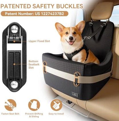 PETSFIT Dog Car Seat with Patented Safety System, 5" Elevated Cushion - Image 2