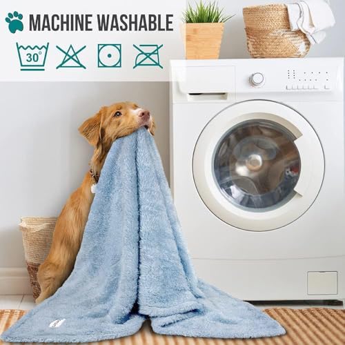 PetAmi Soft Plush Sherpa Dog Blanket for Pet Cat, Medium 29x40, Dusty Blue - Image 6