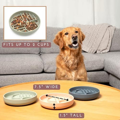 Slow Feeder Dog Bowl - Silicone Dog Bowl, Medium, 7.5" x 1.5" - Sage - Image 4