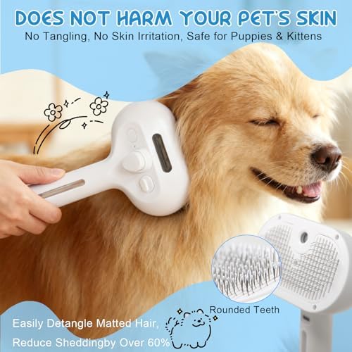 Pet Steam Brush for Cats & Dogs, Cool Mist Self-Cleaning Comb, White - Image 3