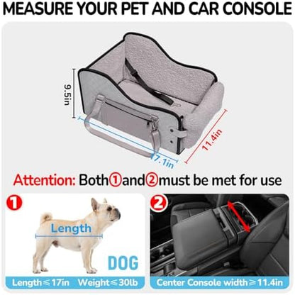 Center Console Dog Car Seat,Pet Puppy Middle Console Dog Car Seat for Small Dogs (Grey, Large) - Image 3