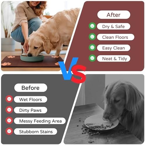 Dog Cat Food Mat, Absorbent Pet Feeding Mat for Food and Water Bowl - Image 5