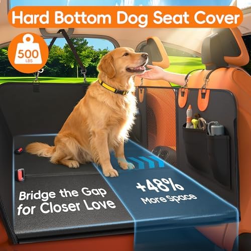 IceFun Hard Bottom Dog Car Hammock, Waterproof PU Leather Seat Cover - Image 2