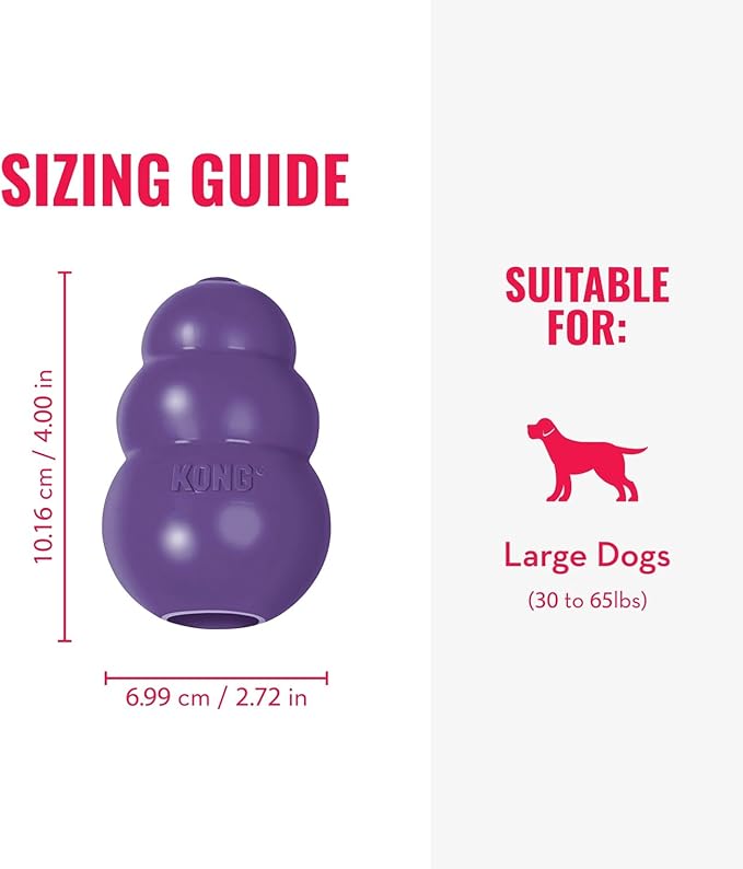 KONG Senior - Dog Toy with Gentle, Natural Rubber - Durable Dog Toy for Older Dogs - Use Treats with Stuffable Chew Toy - Treat Toy for Chewing & Fetching - for Large Dogs