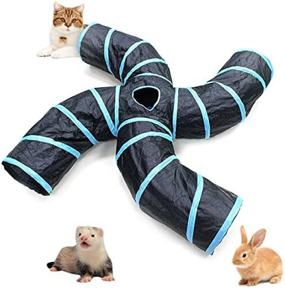 Bemodst Collapsible S-Shape Cat Tunnels - 4 Way Interactive Maze Toy for Kitten, Rabbit, Ferret by Bemodst