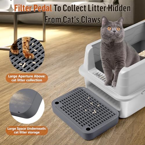 Cat Litter Box Step with Filter Function, Non-Slip Cat Step, Dark Grey - Image 3