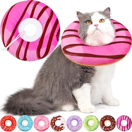 Hpetppy Cat Cone Collar Soft, Cat Recovery Collar for Wound Healing Cute Donut Adjustable Kitten Cones to Stop Licking Comfortable Lightweight Neck Elizabethan Collars for Kittens After Surgery by Hpetppy