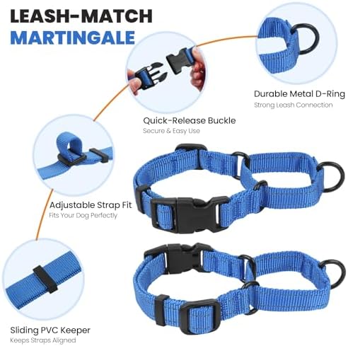 VIVAGLORY Double Handle Dog Leash Twingrip, 5ft x 1in, M, Navy - Image 4