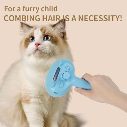 Cat Dog Grooming Brush 5-in-1 Pet Grooming Spray Brush Comb for Massaging and Cleaning Shedding Pet Hair, 1-Touch Release Button for Long/Short Hair Pets (Pink)