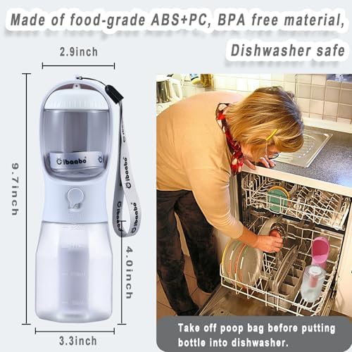 Cibaabo Dog Water Bottle with Food Container & Poop Bag Holder & Filter - Image 6