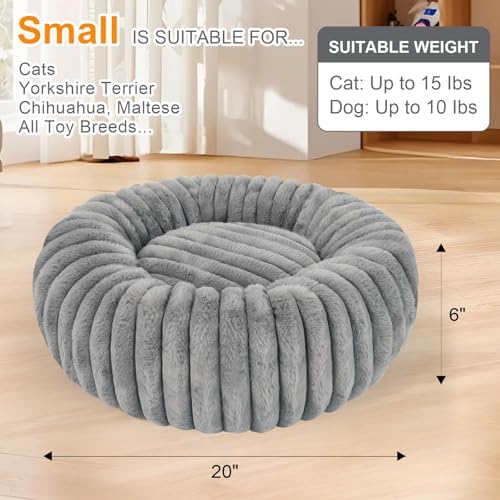 Washable Small Cat Dog Bed,Puppy Bed Cat Beds for Indoor Cats(Grey,S) - Image 4