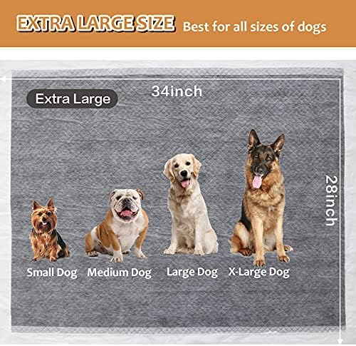Charcoal Dog Pee Pads Extra Large 28" x 34", Puppy Pee Pads 40 Count, Potty Pads for Dogs with Adhesive Tape for Odor-Control & Leakproof, Disposable Pet Pads for Puppies, Dogs & Cats - Image 2