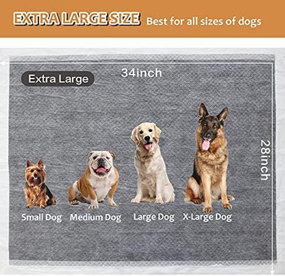 Charcoal Dog Pee Pads Extra Large 28" x 34", Puppy Pee Pads 40 Count, Potty Pads for Dogs with Adhesive Tape for Odor-Control & Leakproof, Disposable Pet Pads for Puppies, Dogs & Cats - Image 2