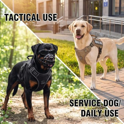 Dog Harness and Leash Set for Small Dogs, No Pull Tactical Dog Harness, Service Dog Vest with Name Patches, Adjustable Reflective Military Dog Harness with Handle & MOLLE for Training, Khaki, S - Image 2