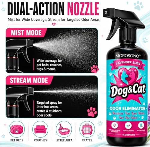 Pet Odor Eliminator Spray, Enzymatic Cleaner for Dog & Cat Urine, Carpet, Furniture & Litter Box, Lavender, 16 oz - Image 7