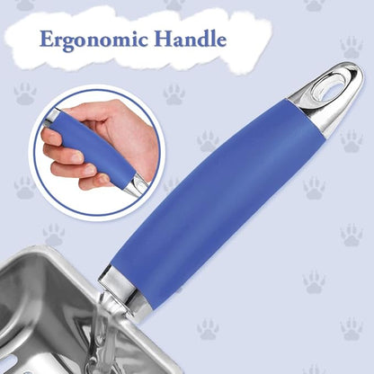 Cat Litter Scoop - Metal Cat Litter Scoop - Stainless Steel Scoop for Cats - Sturdy Metal Mesh - Rubber Handle - Easy to Clean, Suitable for Cat Litter Boxes (Blue)