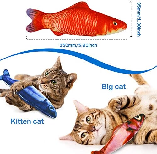 5Pcs Catnip Toy, Plush Fish Cat Toy, Cat Chew Toy, Catnip Filled Cartoon Fish with Bell Inside for Interactive Kitty Chew Toys Cat Teething Cat Exercise - Image 3