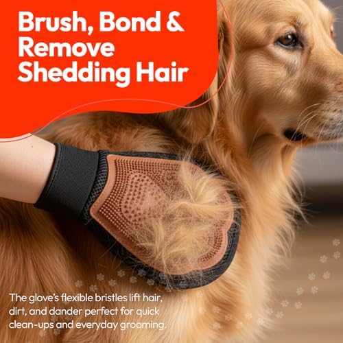 PM Pet Grooming Tools for Dogs & Cats- 3 Pack Dog Bathing Set- Safe On Skin Super-Absorbent Microfiber Towel – Soft & Gentle Brush Glove and Hand-Held Dog Bath Brush- Paw Mountain - Image 3
