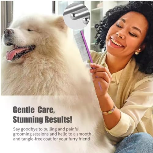 Cat & Dog Grooming Comb - Rat Tail Design with Rounded Ends for Safe Dematting, Hairstyling & Tangle Removal - Image 3