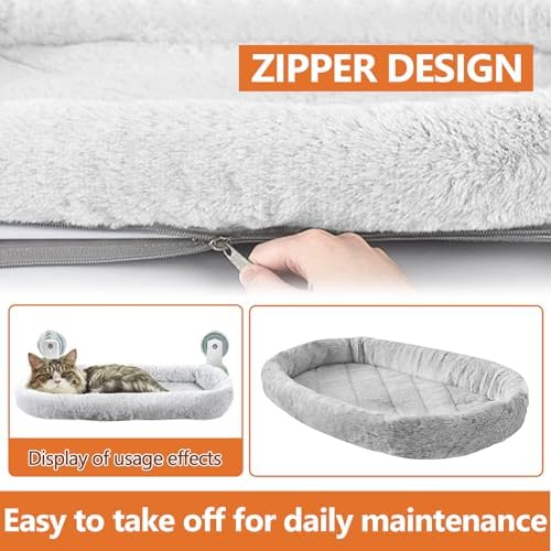 Collapsible Window Perch for Indoor Cats, Large Cats & Kittens - Equipped with a Cat-Catching Stick, Solid Metal Frame, Soft Cover, Strong 4 Suction Cup Wall Mount - Image 6