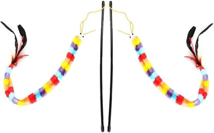 POPETPOP 2Pack Cat Toys Wand - Cat Feather Toy Kitten Toys Palmerworm Funny Cat Toys Interactive, Feather Cat Teaser Toys Worms on a String