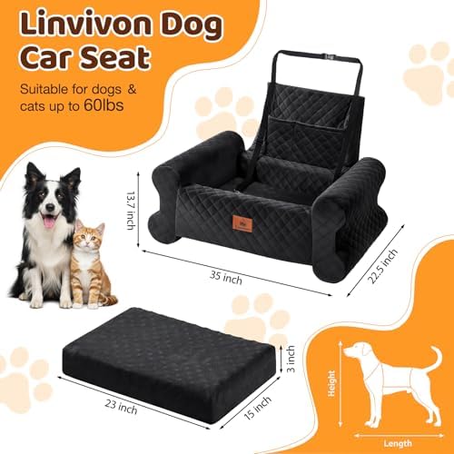 Dog Car Seat for Medium/Large Dogs up to 60LBS Memory Foam Dog Booster Seat - Image 2