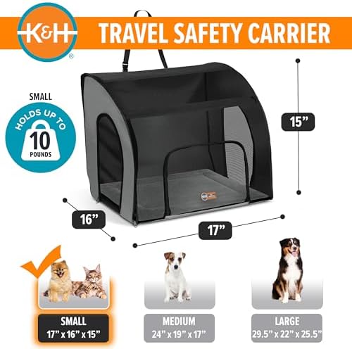 K&H Dog Car Seat, Travel Safety Carrier for Pets, Small, Gray/Black - Image 2