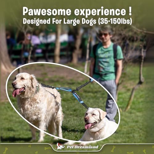 Pet Dreamland Exquisite Leash Coupler for Two Large Dogs with Tangle-Free Swivel. Dual Dog Attachment, Smooth Walks Guaranteed. You Will Absolutely Love This Amazing Gear for 2 Dogs (Grey & Blue) - Image 6