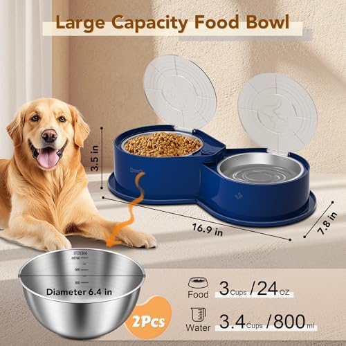 Newget 304 Stainless Steel Dog Bowl Set with Lids, 24oz Foldable Pet Dishes - Image 2