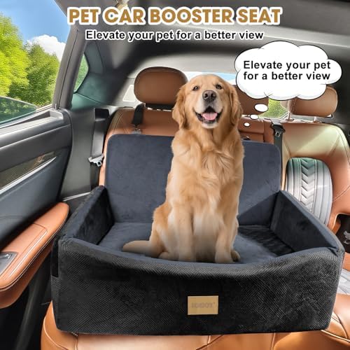 Dog Car Seat for Large Medium Sized Dogs Under 55 lbs, Dog Booster Seat for 2 Small Dogs with Detachable Washable Cover and Cushion, Memory Foam Pet Car Seat with 2 Safety Belts and Storage Pockets - Image 3