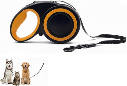 Retractable Dog Leash with Reflective Tape - 16ft Heavy Duty Tangle-Free Walking Leash for Small to Medium Dogs - Ergonomic Non-Slip Grip - Enhanced Night Safety & One-Handed Brake