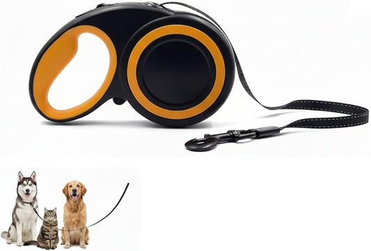 Retractable Dog Leash with Reflective Tape - 16ft Heavy Duty Tangle-Free Walking Leash for Small to Medium Dogs - Ergonomic Non-Slip Grip - Enhanced Night Safety & One-Handed Brake