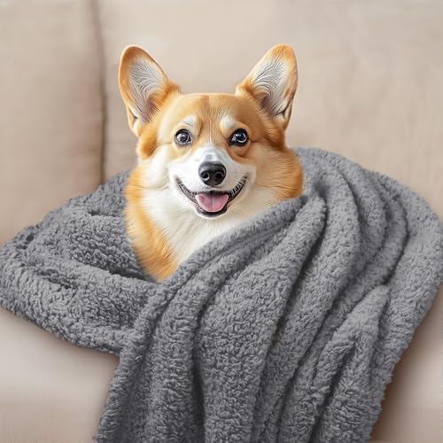 1 Pack 3 Calming Blankets Fluffy Premium Fleece Pet Blanket Soft Sherpa Throw for Dog Puppy Cat Grey Large (41" x31'') - Image 6