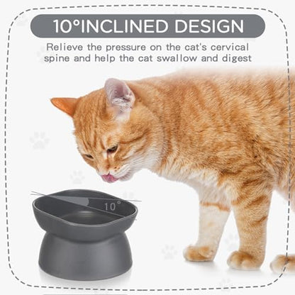 4 Pieces Plastic Tilted Elevated Cat Bowls Raised Cat Food Bowls Elevated Feeding Dish for Flat Faced Kitten Kitty Pets Supplies(White and Grey) - Image 3