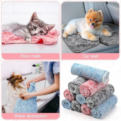 Tegeme 12 Pcs Puppy Blanket for Cat, 23 x 16 Inch, Dark Gray, Multicolor - Image 5