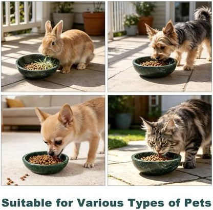 Natural Marble Cat Bowl, Weighted 1.5lb Cat Food Bowl for Cat and Small Dog, Small Animal Pet Food Dish Non-Slip, Shallow Dish for Whisker Fatigue Relief, Premium Green Stone for Home Decor - Image 4