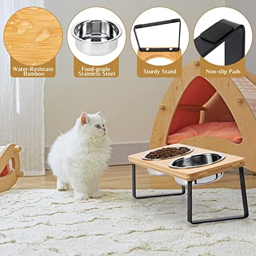 Elevated Cat Food Bowl for Indoor Cats, Raised Water Bowl Set for Kitten - Image 4