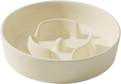 Ceramic 0.9 Cup Dog Bowl Slow Feeder for Small Dog, 6.1inch Pet Slow Feeder, Stop Bloat, Preventing Choking(Single Bowl-Light Yellow)