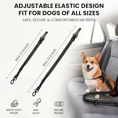 Dog Seat Belt for Car, 3-in-1 Adjustable Dog Seatbelt, Black - Image 5