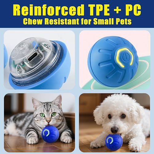 BIONEMAGILI Interactive Self-Moving Pet Toy Ball - Motion-Activated Auto Rolling, Military-Grade Chew Resistant, USB-C Rechargeable for Small Dogs & Cats (Orange/S/New3) - Image 3