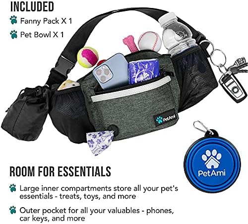 PetAmi Dog Fanny Pack, Treat Pouch for Dog Walking Training, Dark Gray - Image 2