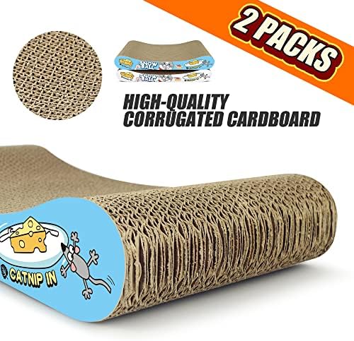 TTCAT Cat Scratching Pad, 2 Pack Corrugated Cat Scratcher Cardboard, Bone Type Durable Cat Scratching Board Reversible for Furniture Protection. - Image 3