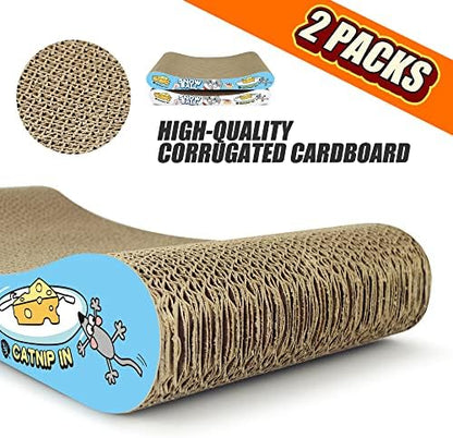 TTCAT Cat Scratching Pad, 2 Pack Corrugated Cat Scratcher Cardboard, Bone Type Durable Cat Scratching Board Reversible for Furniture Protection. - Image 3