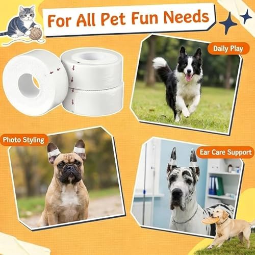 4 Roll Ear Tape for Dog Ears 1 Inch Self Adhesive Cotton Tape for Dog Ear Protection and Support, Dog Ears Stand up Care Tape for Doberman Ear Posting Kit - Image 5