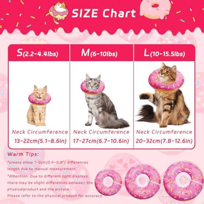 Seyezo Cat Cone Collar Soft, Adjustable Cat Recovery Collars, Donut Pink, M - Image 2