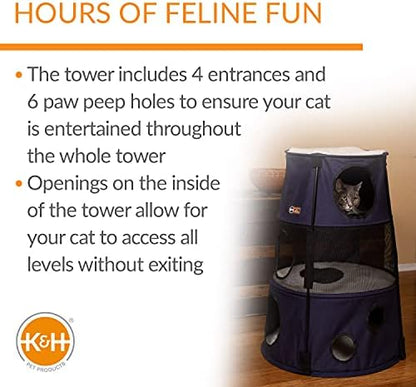 K&H Cat Tower, Tree Condo for Multiple Large Indoor Cats, 3 Level, Denim - Image 3