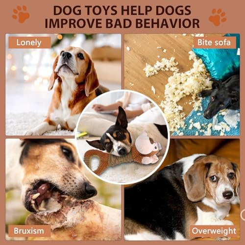 Letsmeet Squeaky Dog Toy with Crinkle Paper, Pull Interactive Plush Chew Toy for Puppies, Small, Medium, Large Dogs - Great for Tug of War and Teeth Cleaning - Image 6