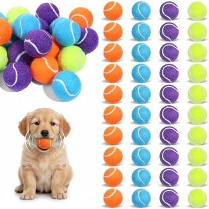 40 Pack Squeaky Mini Tennis Balls for Small Dogs, 1.57'' Interactive Dog Playing Balls, Colorful Easy Catching Dog Playing Fetch Ball, Elastic Puppy Tennis Ball, for Teething, Training, Throwing by Unknown